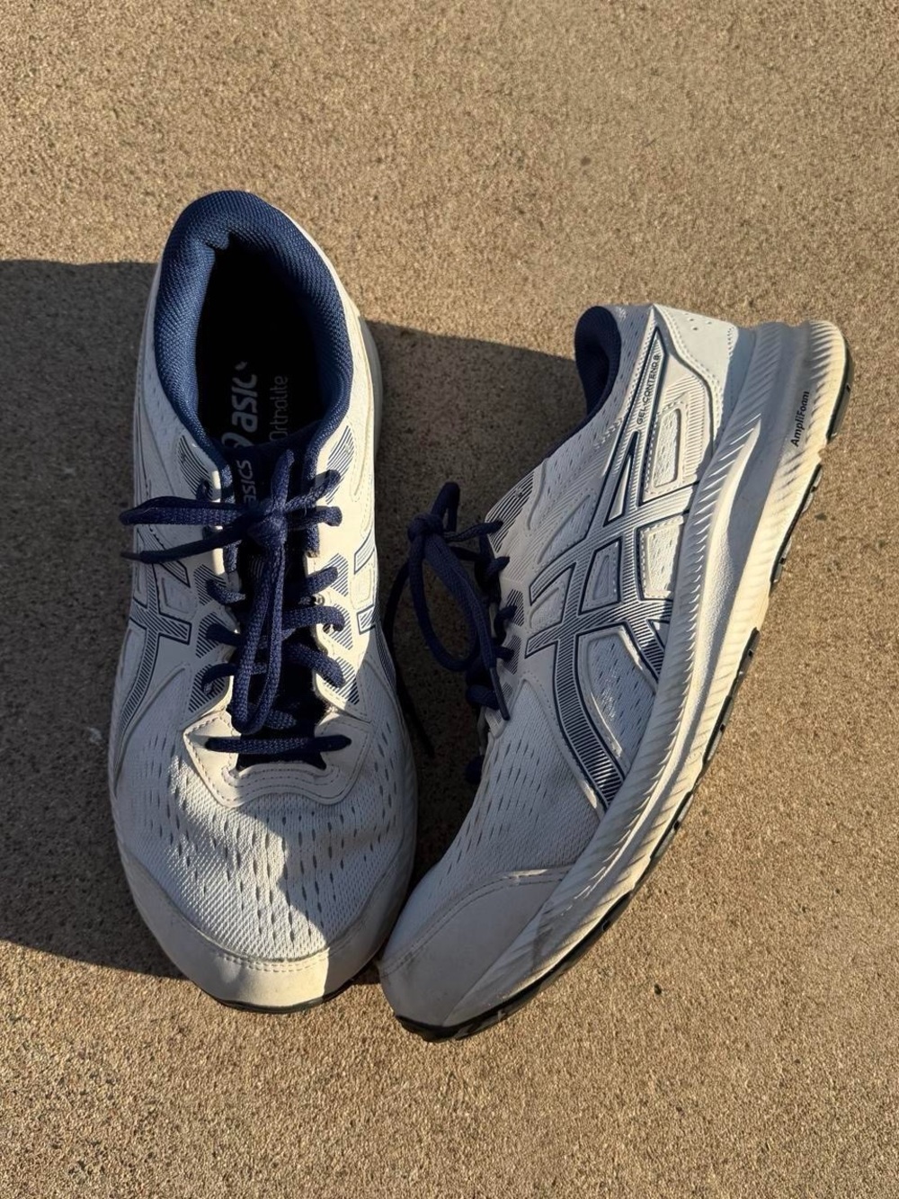 ASICS Men's White and Navy Athletic Running Shoes